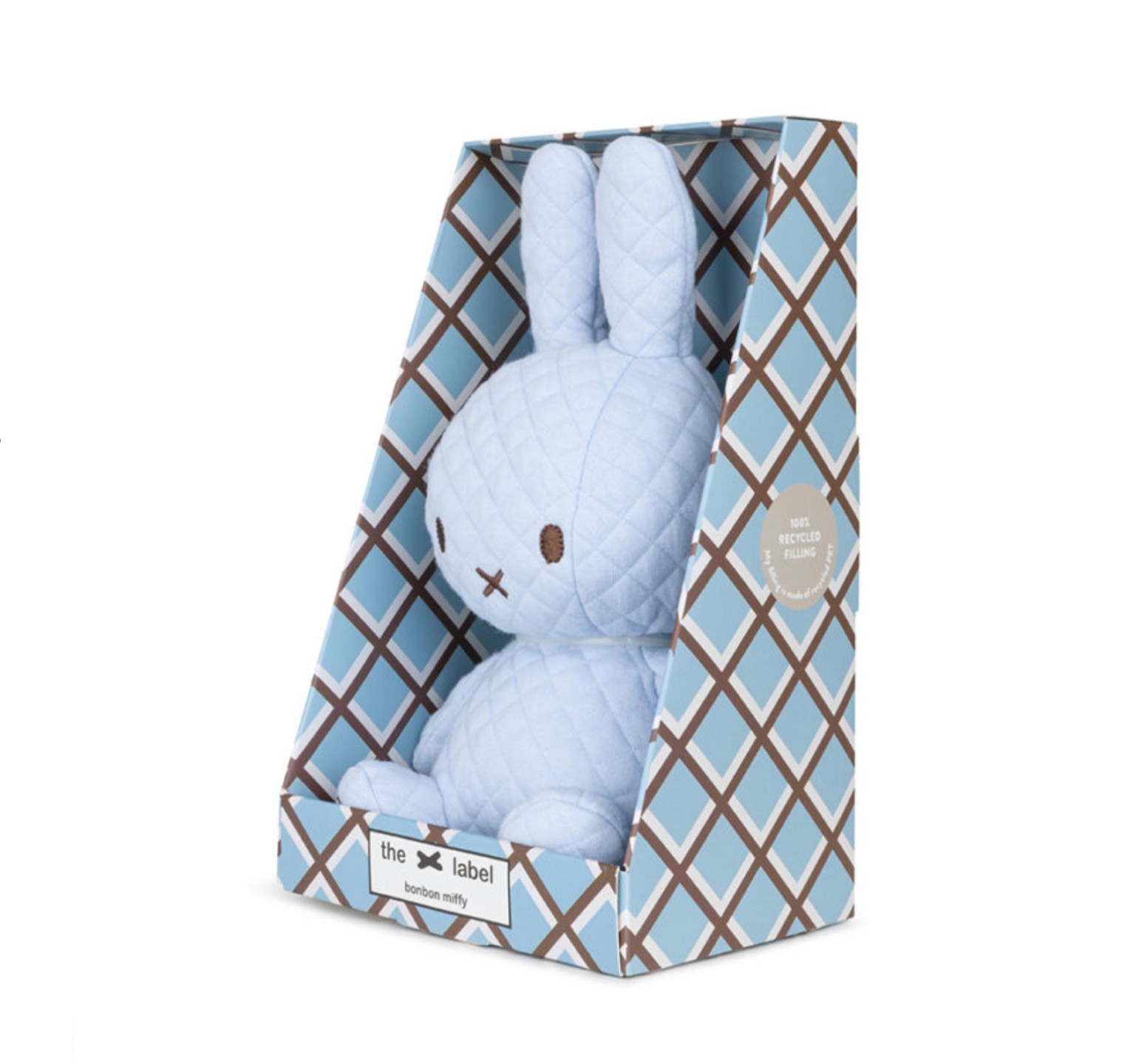 Miffy - Plush - Miffy Quilted Bonbon Blue in Giftbox 9 Inches