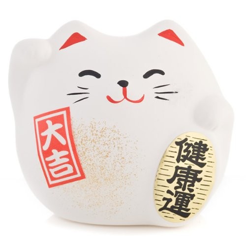 Maneki Neko - Lucky Cat - White - Purity & Happiness - 5.5 cm