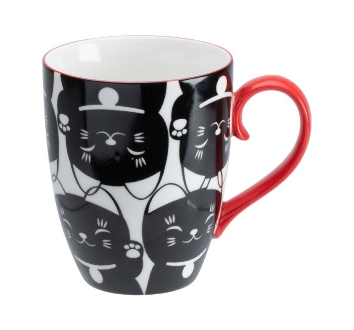 Maneki Neko - Kawaii Lucky Cat Mug W/Giftbox Black Cat