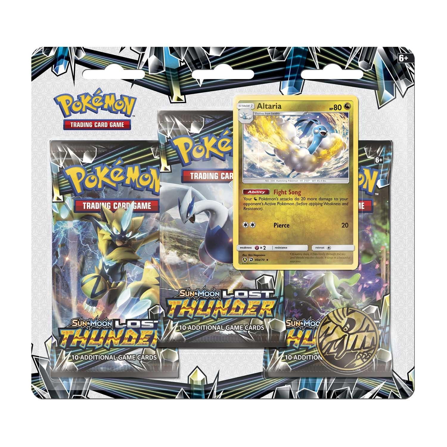 Pokémon TCG: Sun & Moon-Lost Thunder 3 Booster Packs, Coin & Altaria Promo Card