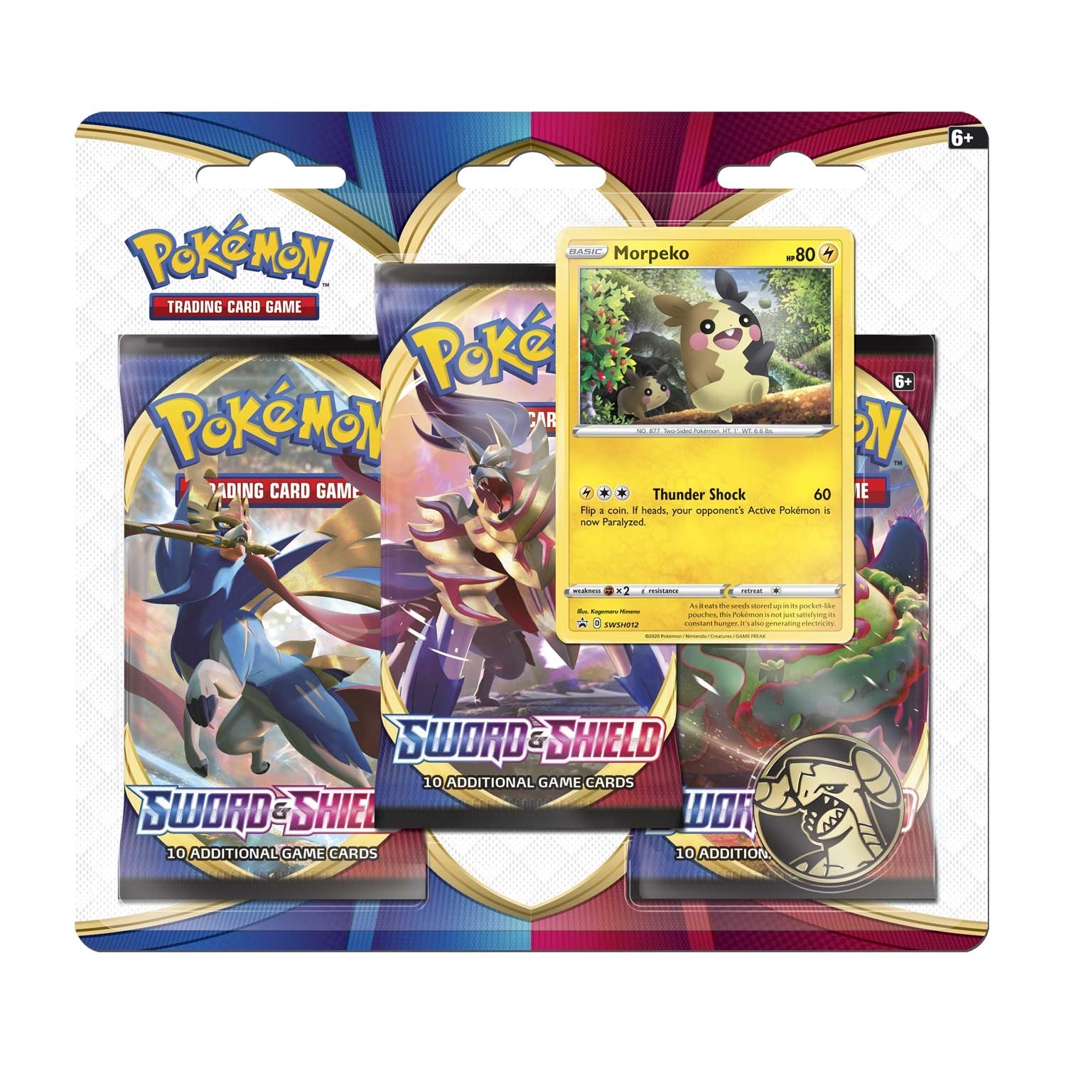 Pokemon TCG: Sword & Shield 3 Booster Packs, Coin & Morpeko or Galarian Ponyta Promo Card