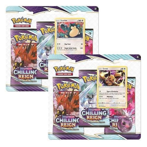 Sword & Shield: Chilling Reign Blister 3-Pack - (Eevee or Snorlax at Random) 