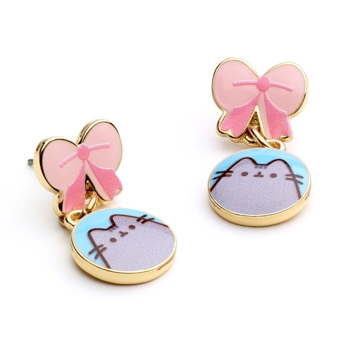 Pusheen Earring Bow Enamel Drop - Gold