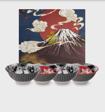 Samurai Ninja Bowl Set 4pcs 14.8x7cm 550ml