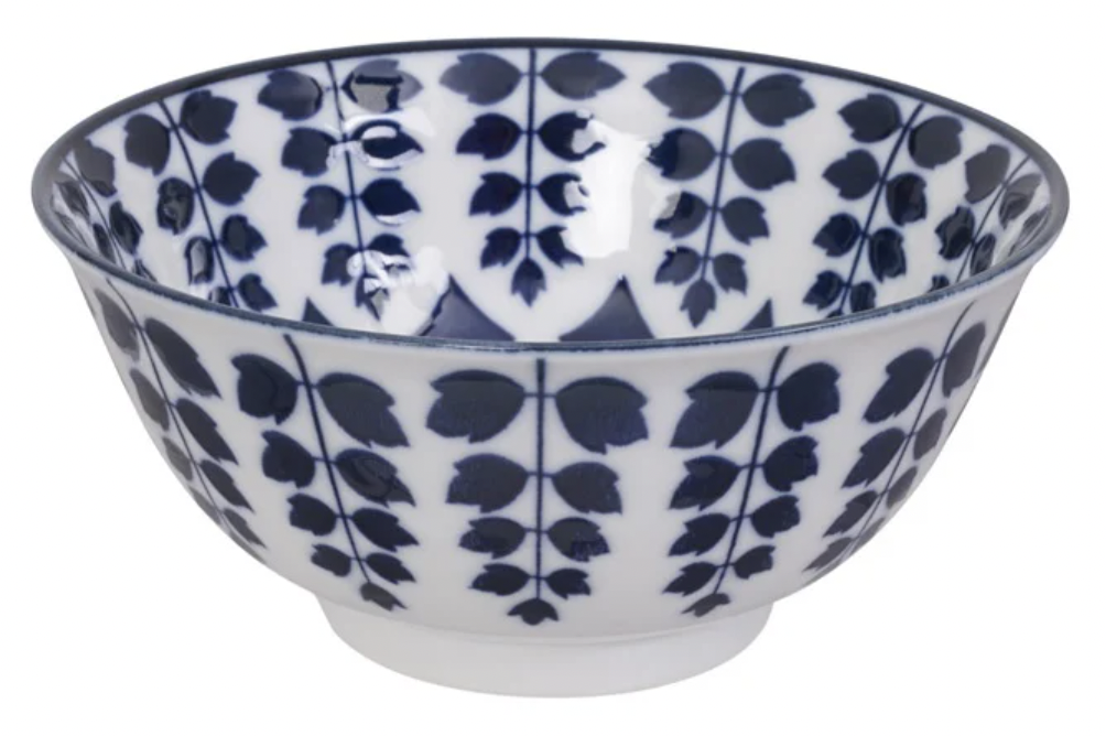 Bowl 15x7cm 550ml Blue Flowers