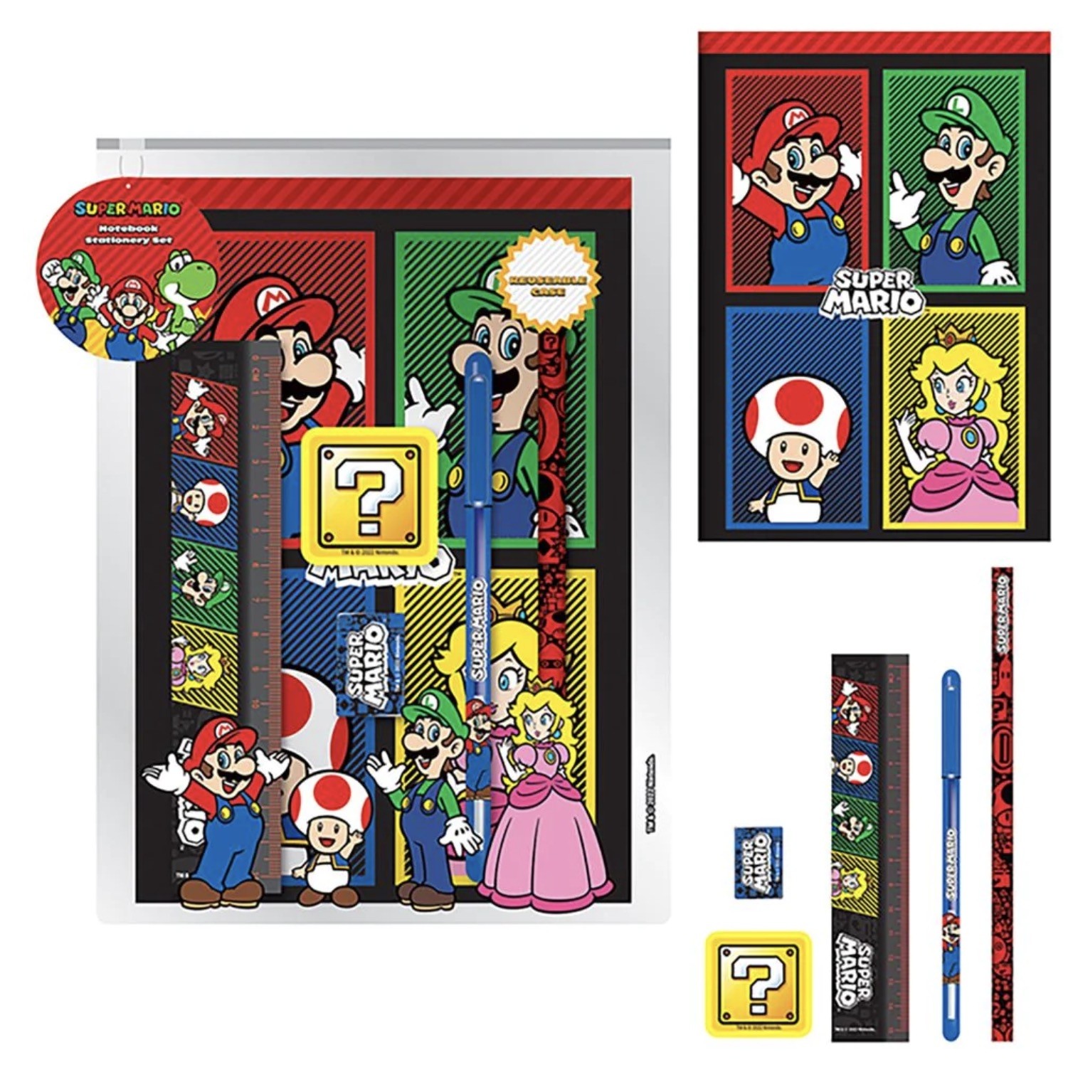 Nintendo - Super Mario Stationary Set - 4 Colour Exercise Book