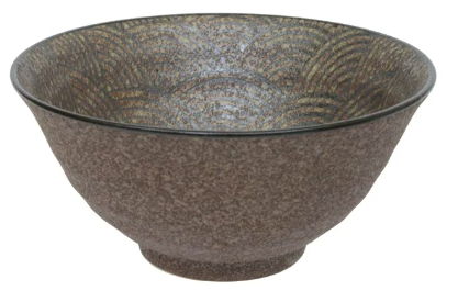 Minoyaki Bronze Matte Wave Ramen Bowl 19.8x9.6cm 1400ml