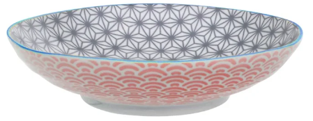 Star/Wave Pasta Plate Grey/L.Blue Rim 21x5.2cm