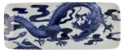 Japonism Dragon Plate Blue 28.5x14x2.5cm