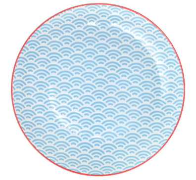 Star/Wave Plate Light Blue/Red Rim 20.6x2.2cm