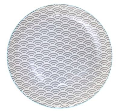 Star/Wave Plate Grey/L. Blue Rim 20.6x2.2cm