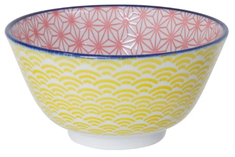 Star/Wave Rice Bowl Pink/Yellow 12x6.4cm 300ml