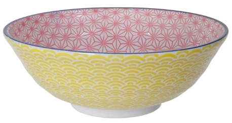 Star/Wave Ramen Bowl Pink/Yellow 21x7.8cm 1000ml
