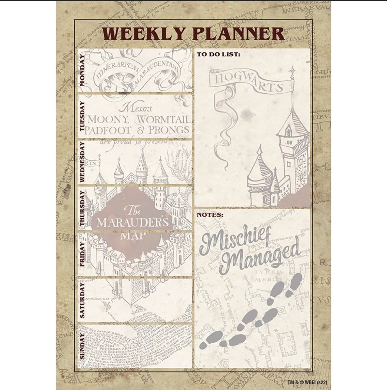 Harry Potter - A5 Desk Pad - Marauder Map