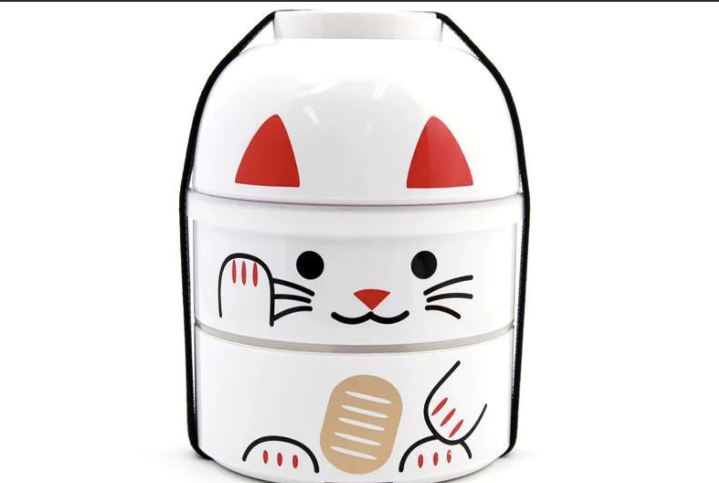 Hakoya Big Kokeshi Bento Maneki-Neko | White
