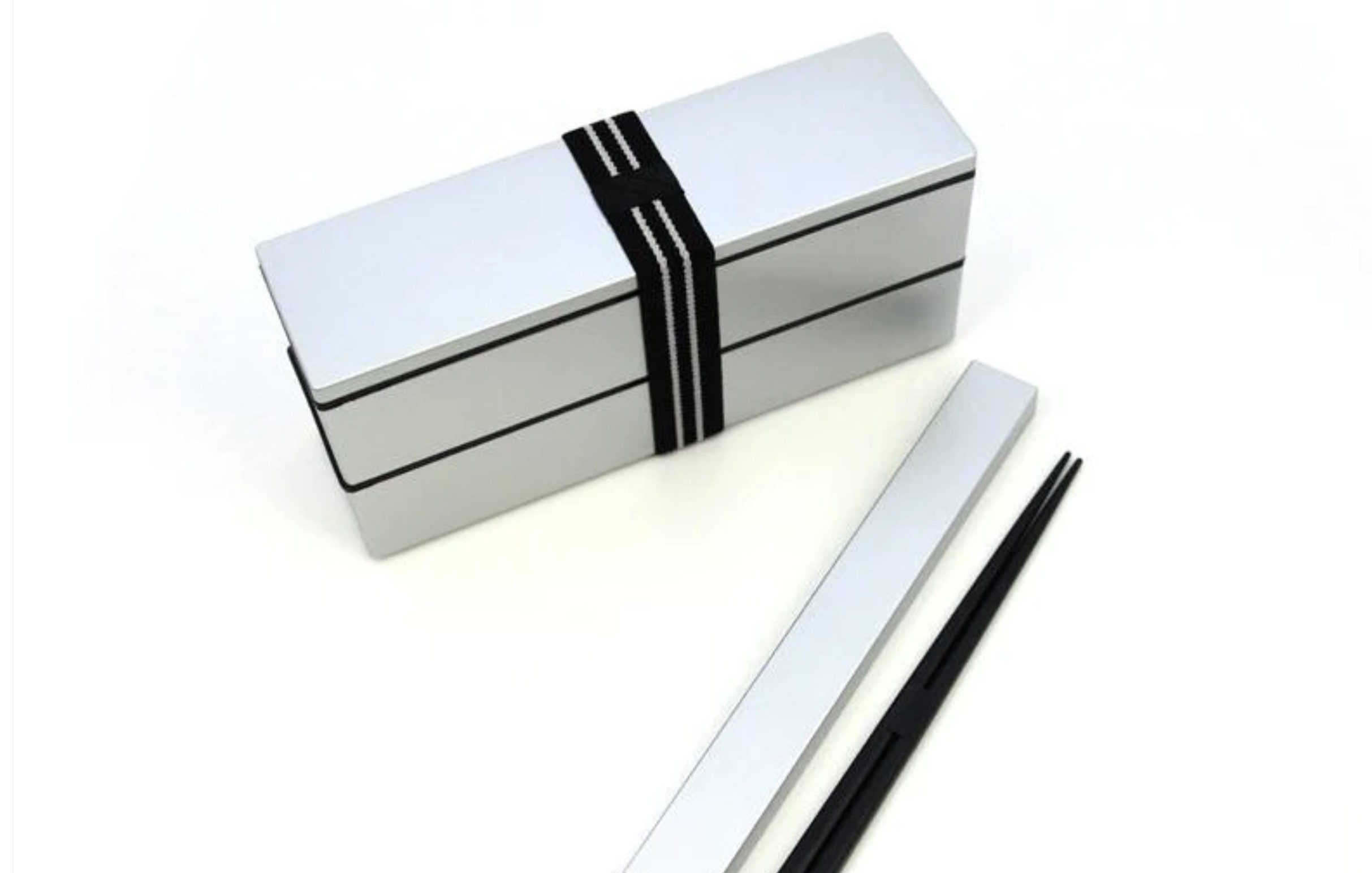 Hakoya Nagabako Metallic Two Tier Bento Box | Silver