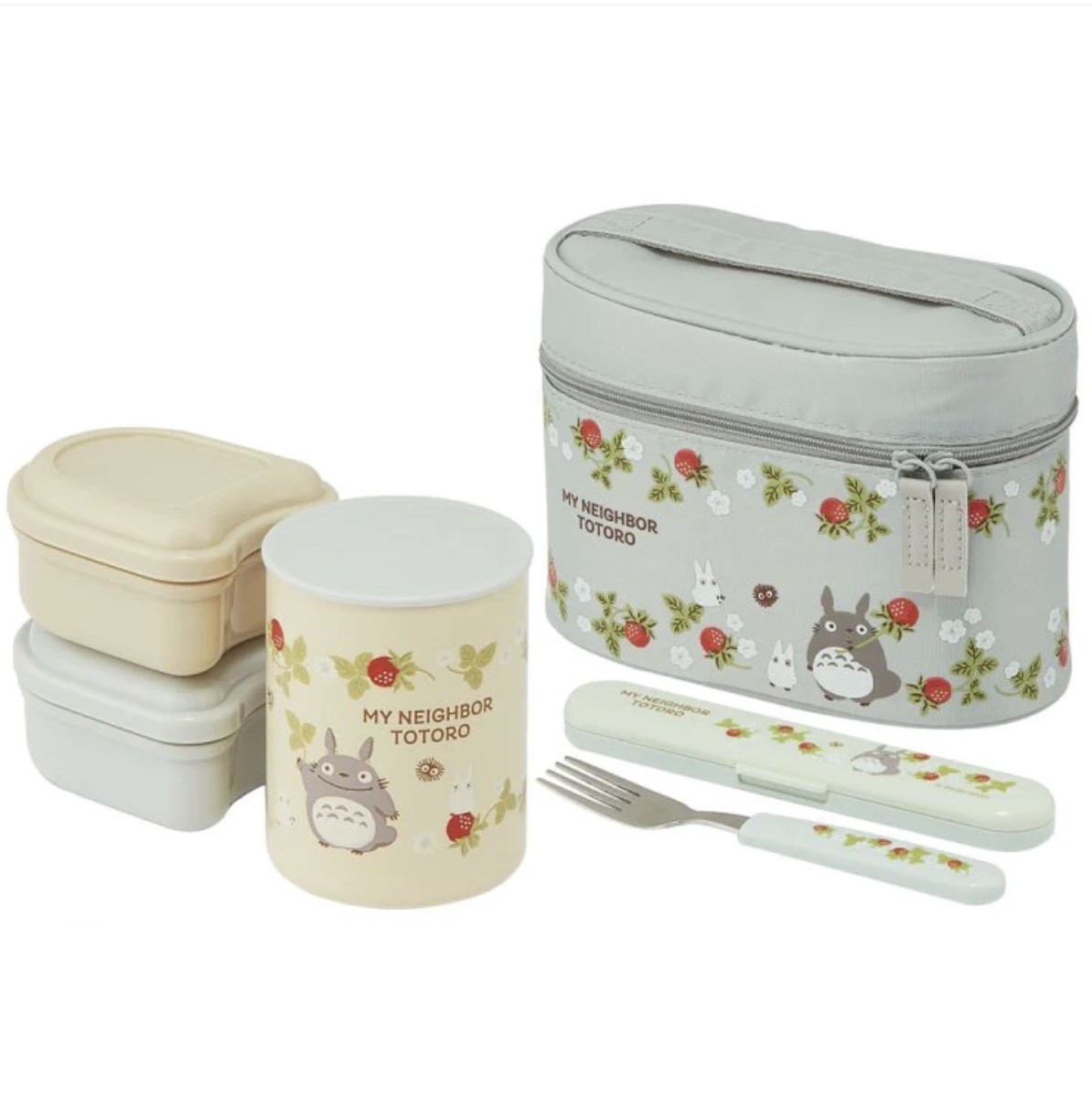 Skater Totoro Rasberry Thermal Lunch Set
