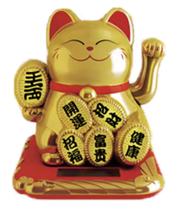 Japanese Solar Waving Lucky Cat Maneki Neko 3.5 inches Gold