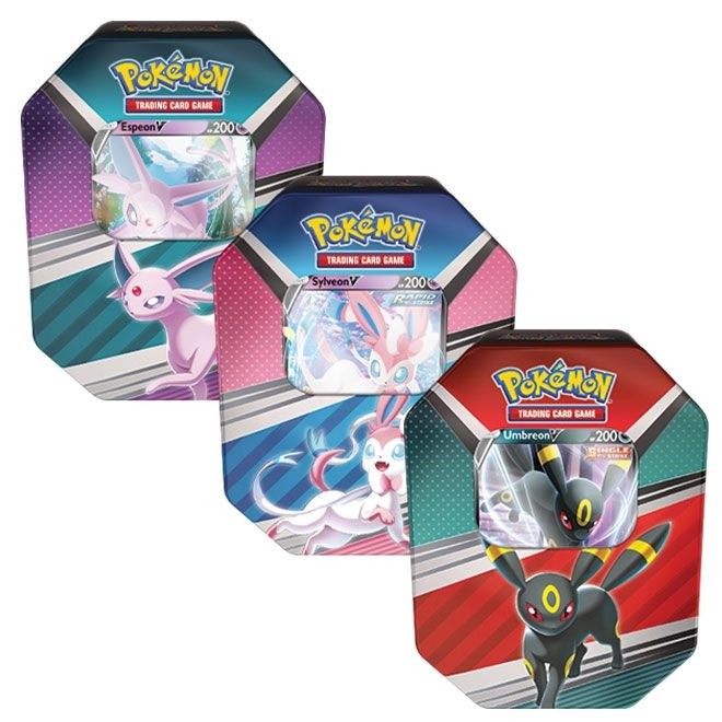 Pokémon TCG: V Heroes Tin - Espeon V, Umbreon V or Sylveon V (Spring 2022) Tin at Random