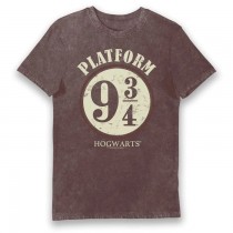 Harry Potter Platform 9 ¾ Hogwarts Express Vintage Style Red Adults T-shirt Large