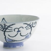 Kawaii Rice Bowl 11.5x6.2cm 300ml Blue Neko Cat