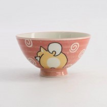 Kawaii Rice Bowl Shiba-Dog 12.5x7cm 350ml Pink