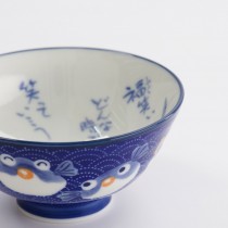 Kawaii Rice Bowls 11.3x5.8cm 300ml Blowfish Dark Blue