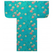 Ladies Yukata - "SAKURA" on Cloud Pattern - Turquois 