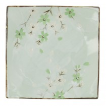 Green Cosmos Square Plate 17.2x17.2x2.2cm