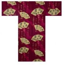 Mens Kimono - Golden Folding Fan - Red