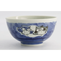 Kawaii Rice Bowl Owl 16x8cm 600ml Blue