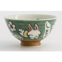 Kawaii Rice Bowl Rabbit 11.5x6cm 300ml Green