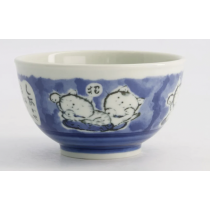 Kawaii Rice Bowl Cat 16x8cm 600ml Blue