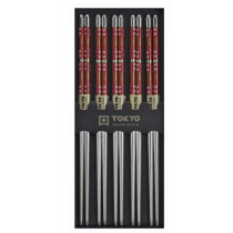 Chopstick Set/5 Stainless Steel Red
