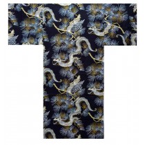 Mens Yukata - Dragon & Hawk - Black