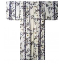 Ladies Yukata - Bamboo & Sparrow - White