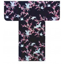 Ladies Polyester Kimono - Plum & Crane - Black