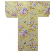 Ladies Kimono - Crane & Peony - Yellow