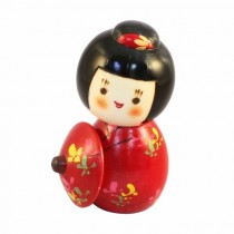 Kokeshi Doll - Hanagasa Red