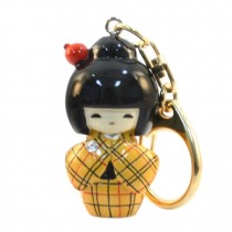 Kokeshi Doll Keyring Kasuri Yellow