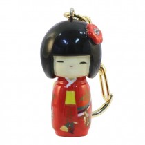 Kokeshi Doll Keyring Furisode Red (Crane）