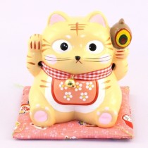 Maneki Neko - Lucky Cat Money Box Orange (M)