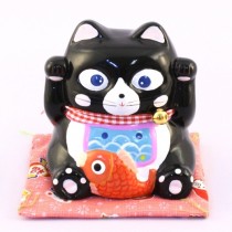 Maneki Neko - Lucky Cat Money Box Black (M)