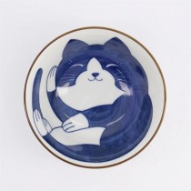 Kawaii Tayo Bowl Cat Neko Navy 14.9x6.7cm 500ml