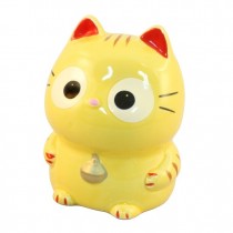 Maneki Neko Tiger Yellow Lucky Cat Coin Bank & Big Eyes
