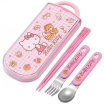 Hello Kitty - Cutlery Set (Chopsticks, Spoon & Fork) - Sweety Pink