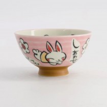 Kawaii Rice Bowl Rabbit 11.5x6.4cm 300ml Pink