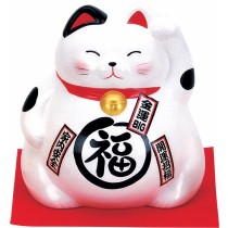 Maneki Neko - Lucky Cat - White - Purity & Hapiness - 21 cm