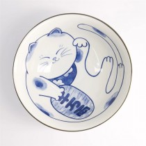 Kawaii Ramen Bowl Cat Neko White 19.7x7.5cm