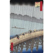 Bridge Ohashi and Atake in Sudden Shower Japanese Woodblock Print Ukiyo-e A4 Photo Print on a Mount